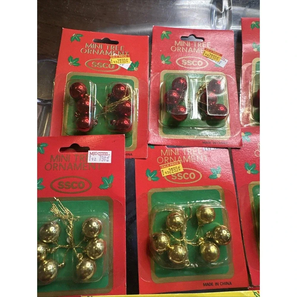Lot‎ 10 Vintage Mini Christmas Tree Ornaments SSCO Hofert Cardinals Gifts Balls